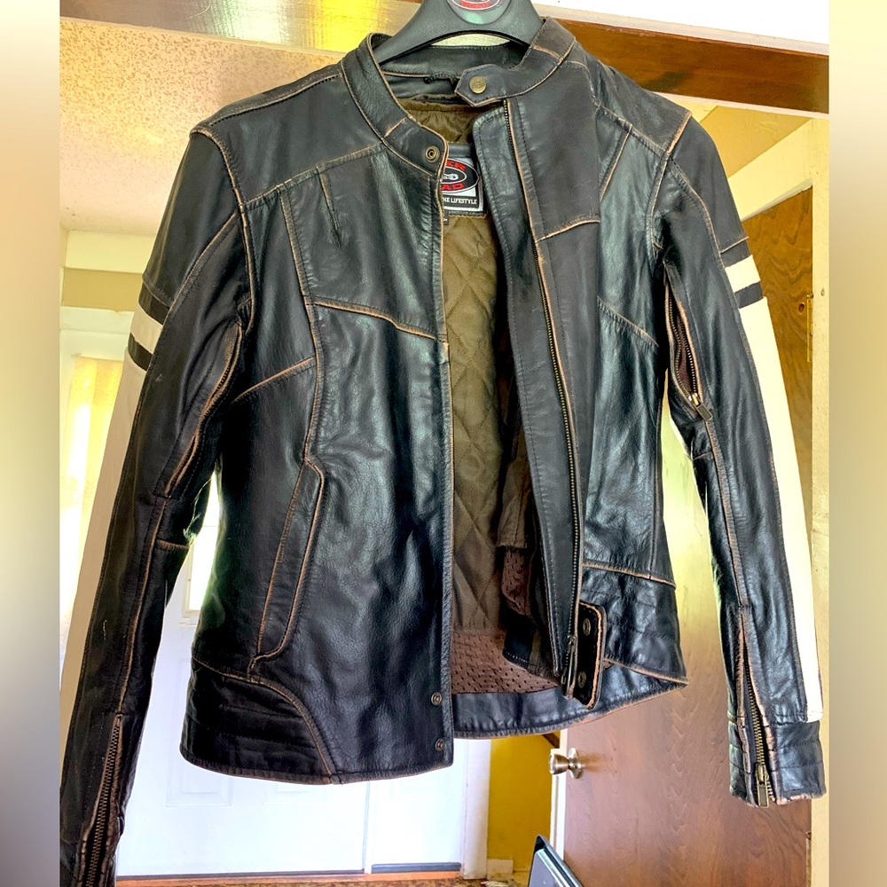 River Road Women’s Leather Motorcycle jacket Sz L